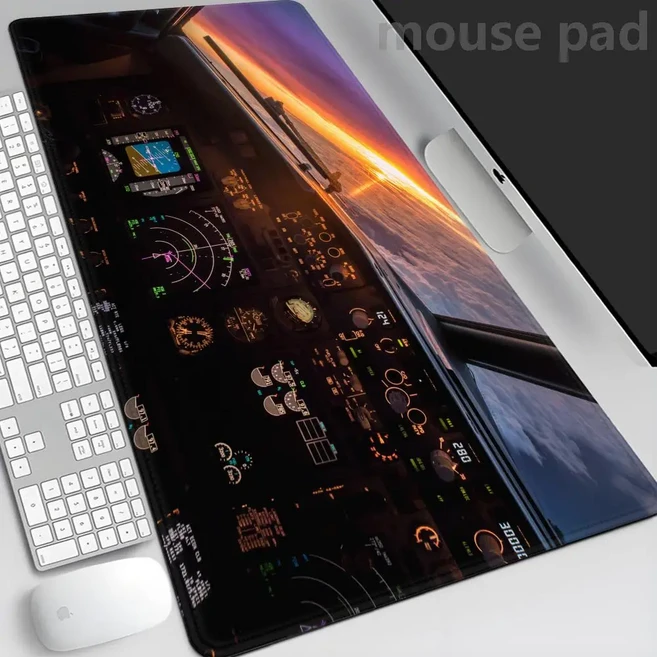 비행기 속도계 마우스 패드 마우스 계기판 XL 마우스 패드 애니메이션 애니메이션 디스플레이 데스크 매트, 12 600x300x4mm, 02 BLACK11