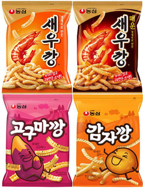 [다담] 농심 대표 깡시리즈 새우깡+매운새우깡+감자깡+고구마깡 2봉씩 총8봉지, 8개