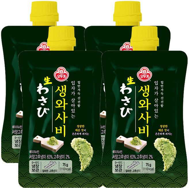 오뚜기 입자가살아있는생와사비, 75g, 4개