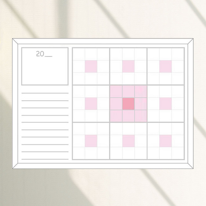 만다라트 계획표 양식 화이트보드 굿노트 속지 1200x900, 자석형(알자석 부착 가능)