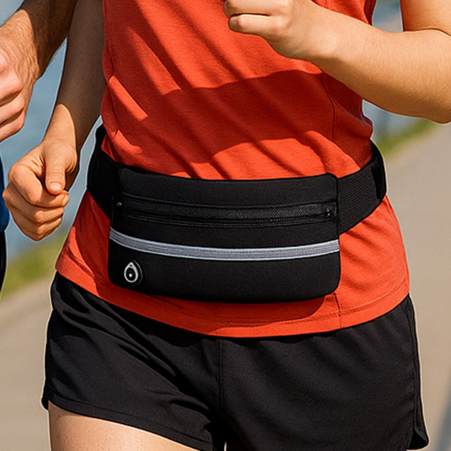 우주마켓 초경량 러닝 벨트 포켓 힙색, 블랙