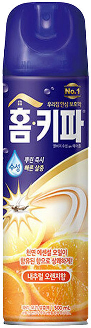 홈키파 수성 에어졸 내추럴 오렌지향 500ml 모기약 스프레이, 1개