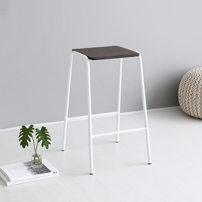 마켓비 SIMDOR 빈티지바 스툴 1074BK, 매트화이트