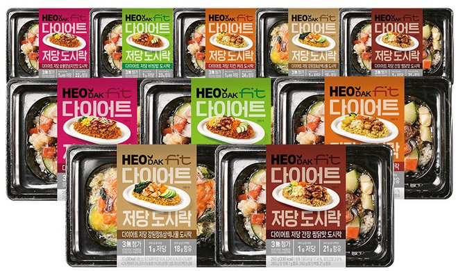 허닭FIT 다이어트 저당 식단관리 도시락 5종 혼합 (무첨가/1g저당/21g단백질), 10개, 260g