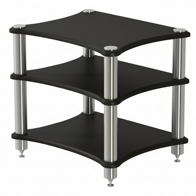 투윅스 오디오랙 선반 장식장 스피커 오디오장 음향장비 진열대 받침대 오디오 소형 스탠드 렉, 블랙, 3단