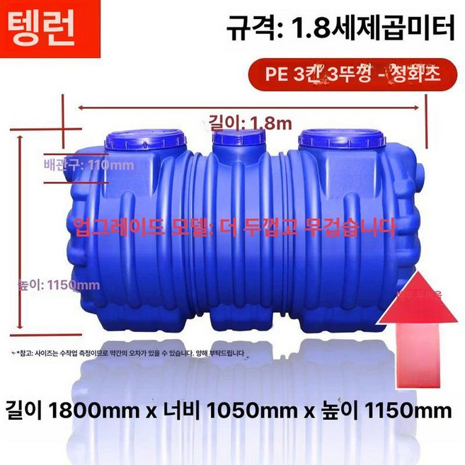 농막 정화조 5인용 10인용 3인용 하수 1개 분뇨, 50인용 1.8입방미터