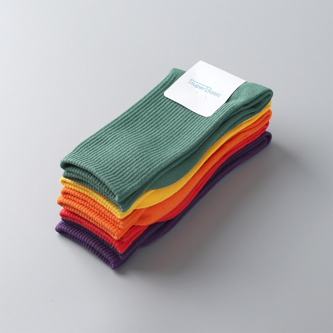 슈퍼베이직 1390 남녀공용 솔리드 크루삭스 5켤레 (30색상)