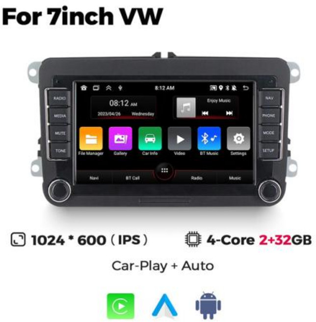 카플레이모니터 안드로이드 오토 블루투스 올인원 차량용 무선 네비게이션 폭스바겐 VW 파사트 B6 B7 CC 티구안 투란 골프 멀티미디어 GPS 내비게이션 자동차 스테레오 신제품