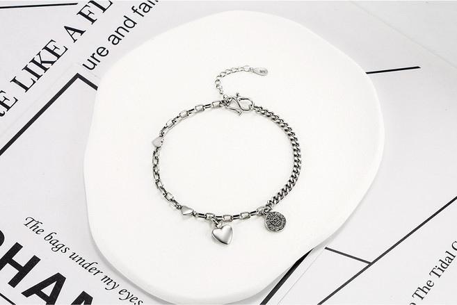 BR64 Silver 실버 앤틱 엔틱 빈티지 하트 퀸 체인 팔찌 은팔찌