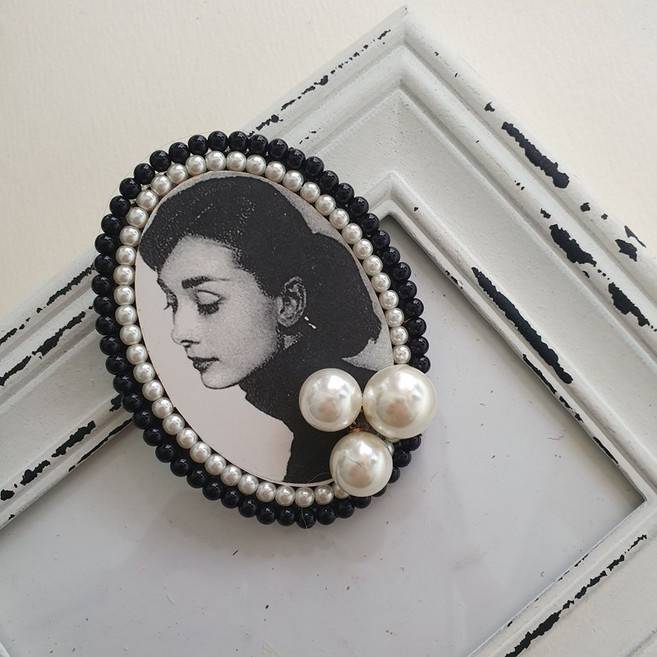 오드리 진주 패션 여성 브로치