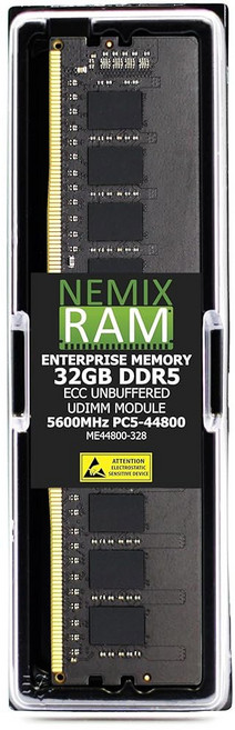 NEMIX RAM 32GB (1X32GB) DDR5 5600MHZ PC5-44800 2Rx8 1.1V CL46 288-PIN ECC Un ered UDIMM PC Memory Co