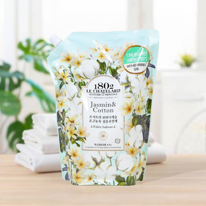 르샤트라 보타닉캐슬 고농축 섬유유연제 자스민 코튼 리필, 1개, 1.5L