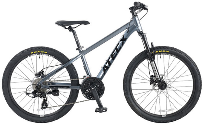 24인치 알루미늄 시마노 유압식 MTB 자전거 ATECX 컴포트2400D 그레이, 1개, 170cm, 그레이+완조립