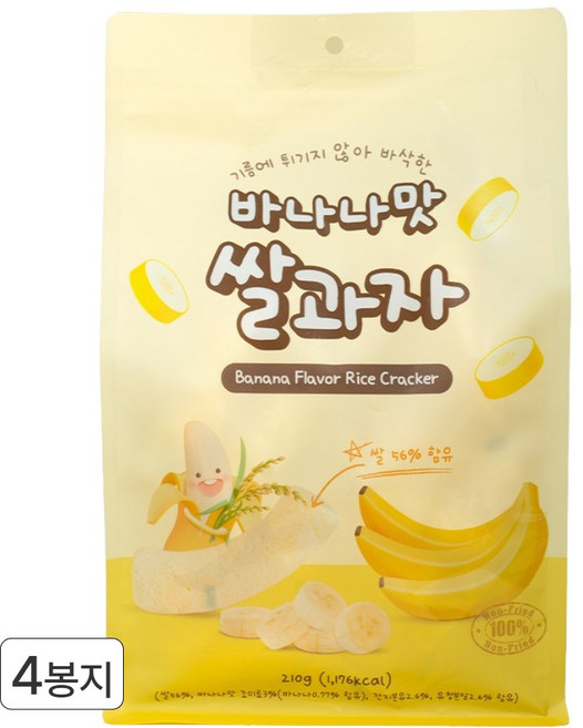 바나나맛 쌀과자, 4개, 210g