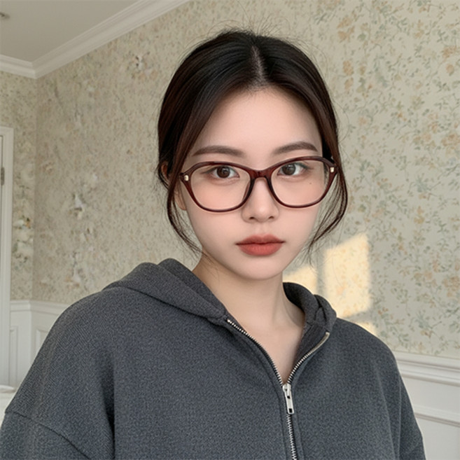 남녀공용 가벼운 얼굴이 작아보이는 초경량 긱시크 레트로 뿔테 안경테 F696