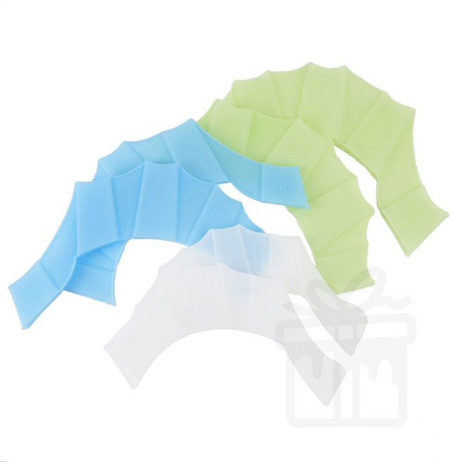 실리콘 수영 손가락 물갈퀴 핸드패들, 블루 M