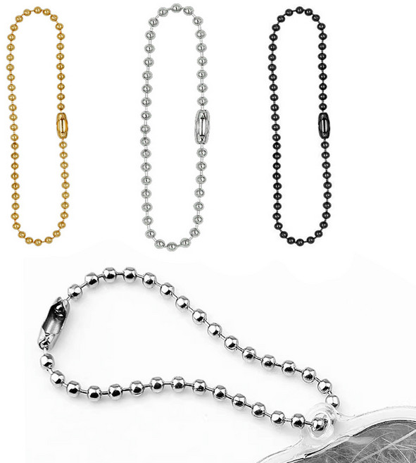금속 군번줄 볼체인 구슬줄 악세사리 연결줄 오너킹 키링부자재, 실버, 1개