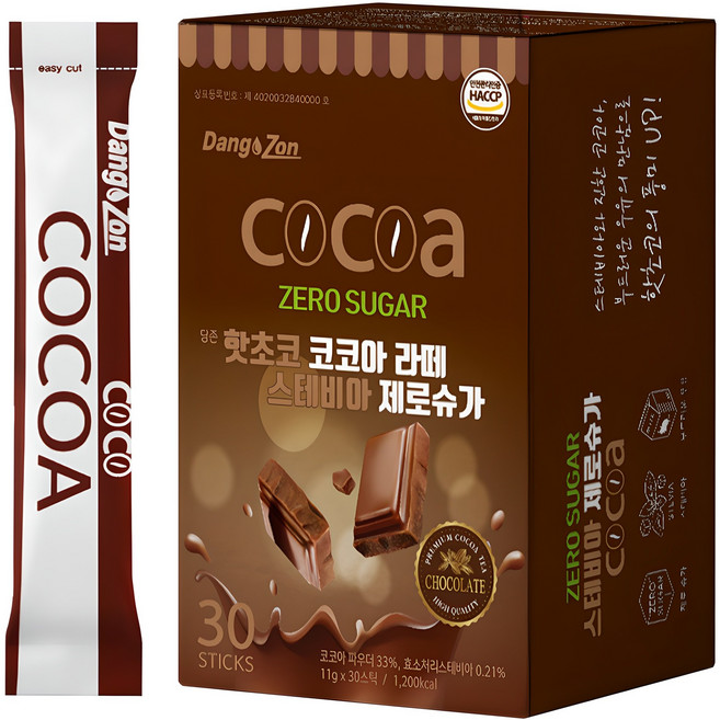 당존 핫초코 코코아 라떼 스테비아 제로슈가, 11g, 30개입, 1개