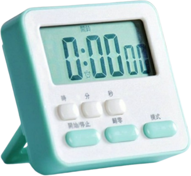 多功能計時器 鬧鐘 靜音 閃燈 震動 倒數計時器 電子計時器 廚房 學習 烘培, 1個, A款, 薄荷綠