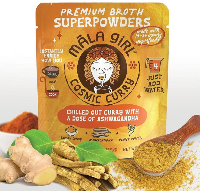 말라걸 치킨 스타일 슈퍼푸드 육수 파우더 소울풀 클래식 인스턴트 수프 부용 베이스 레몬 생강 강황 식물성 라면 요리 및 4 6인분, Cosmic Curry, 1.18 Ounce Pack of 1, 34g