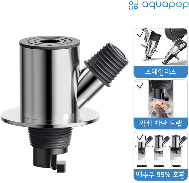 아쿠아팝 싱크대 배수구 트랩 스테인리스 악취 벌레 안나커버, 1개