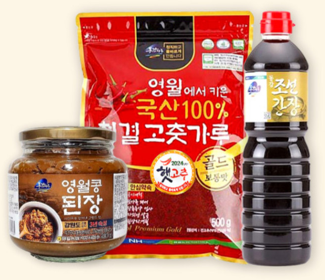 영월농협 동강마루 국물요리 세트 고춧가루 500g + 영월콩된장 900g + 조선간장 900ml 국산재료, 고춧가루 보통맛, 1개