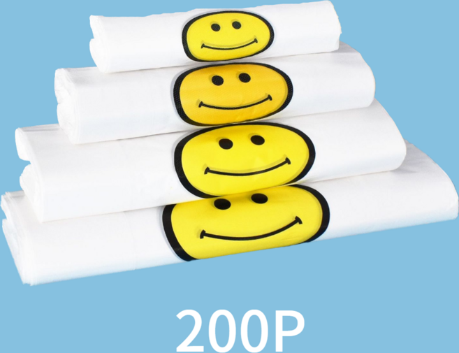 화영언니 스마일 비닐 봉투 예쁜 쇼핑백 이벤트 포장 행사 어린이날, 200개, 반투명