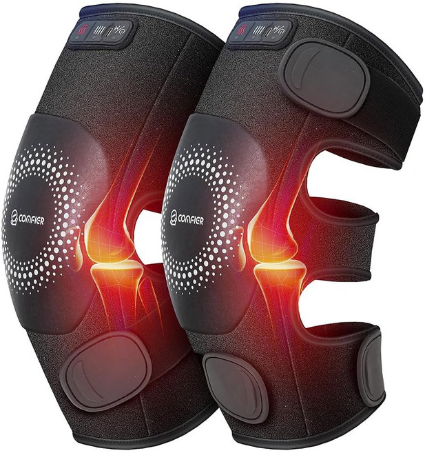 를 위한 열과 진동이 있는 컴피어 무릎 마사지기 무릎용 무선 그래핀 온열 아빠용 충전식