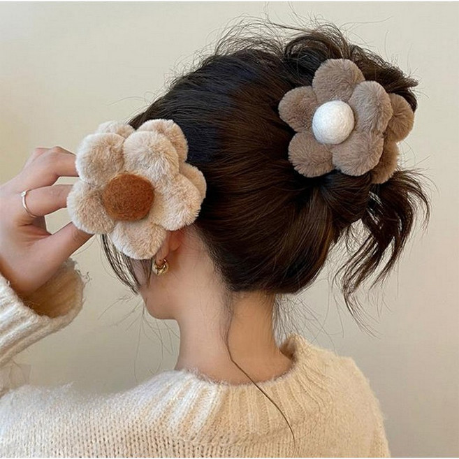 코지웨이브 플라워 털 올림머리 집게핀 2종세트