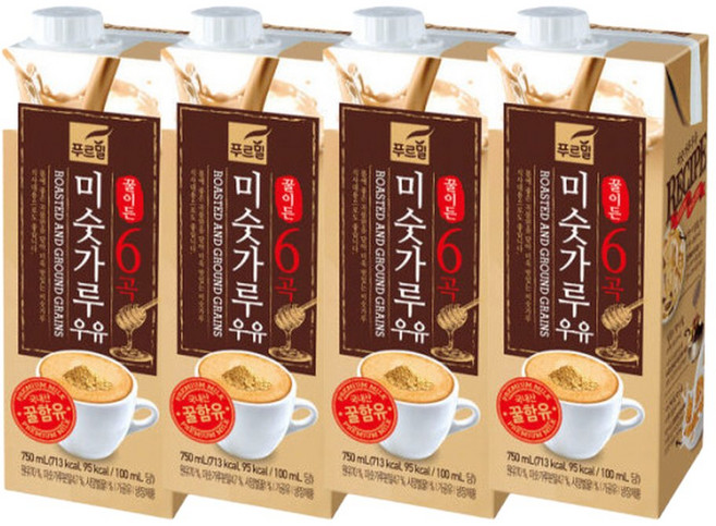 푸르밀 6곡 꿀이 든 미숫가루 우유 750ml x 4팩