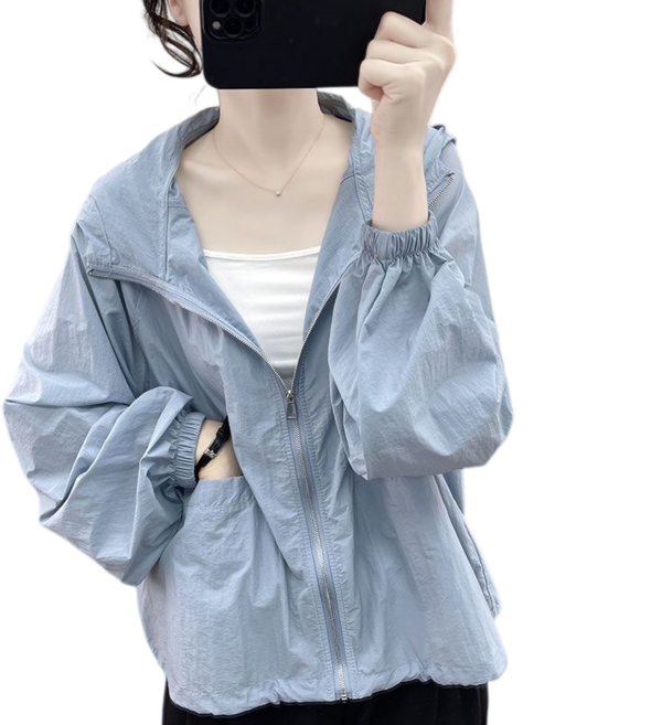 Makone 여성 후드 바람막이 간절기 코디네이터 자외선차단 루즈핏 얇은 점퍼
