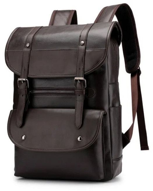 가죽백팩 빈티지 노트북 가죽 책가방 남성 PU 여행 레저 백팩 레트로 캐주얼 가방 십대 학생