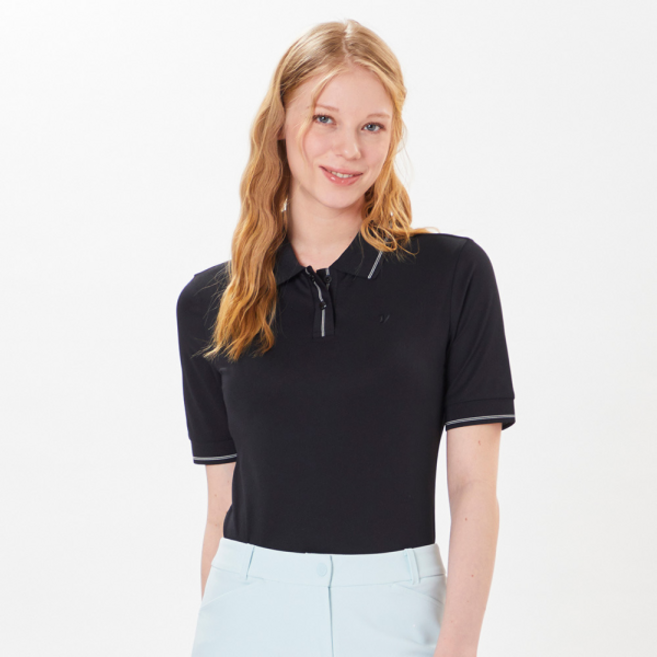 볼빅 10%다운로드쿠폰 여성 골프 에리 포인트 반팔 티셔츠 VLTSO471_BK