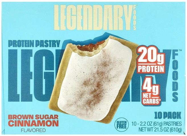 Legendary Foods 프로틴 페이스트리 브라운 슈가 시나몬 10개입 각 61g(2.2oz) Foods (레전더리 푸드), 61g, 1 - 쿠팡