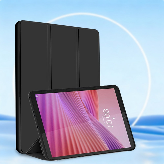 Slim For Lenovo Tab One / Tab K9 8.7" Tablet Case Tri-fold Stand Cover with TPU Back TB305FU TB305XU, Black