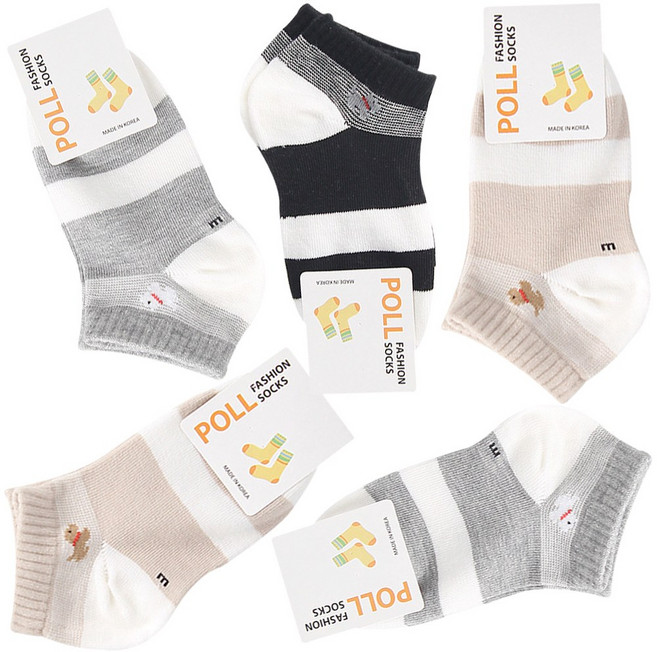 양말쟁이 아동 스니커즈 발목 양말 5켤레세트 링글강아지