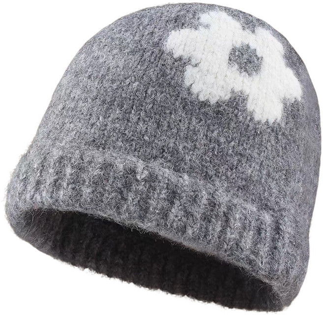 여성 모자 꽃 패턴 니트모자 여성 니트모자 비니 보온모자 귀달이 모자 니트햇 double in in ACC0672