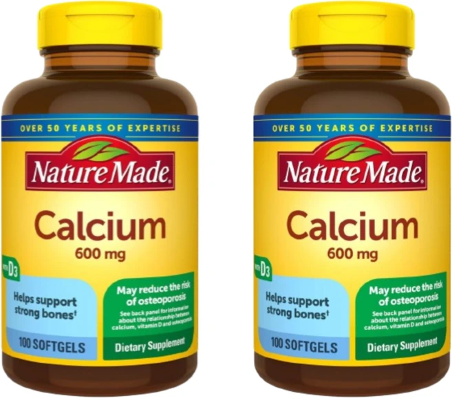 Nature Made 비타민 D3가 함유된 칼슘 600 mg 100 소프트젤 2 SET, 2개, 100정 - 쿠팡