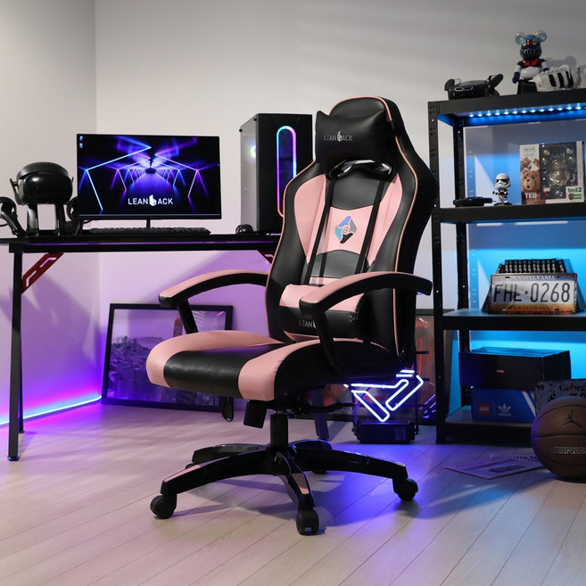 린백 LB51G 컴퓨터 PC방 학생 책상 높이조절 팔걸이 게이밍 의자, 핑크