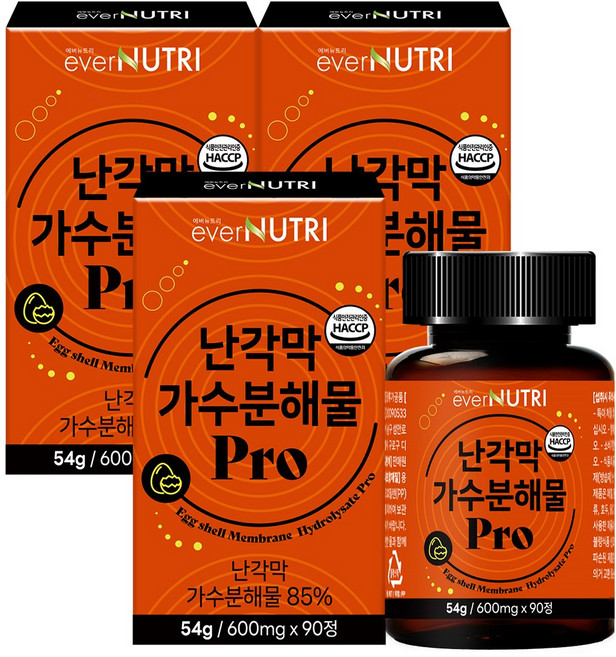 에버뉴트리 순도100% 난각막 가수분해물 Pro 식약청 인증, 3개, 90정
