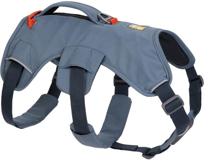 손잡이가 달린 RUFFWEAR 다목적 개 하네스-웹마스터- 조절할 수 있는- 그릇- 2개의 리시 부착물- 일상 사용을 위해-슬레이트 블루- S, 슬레이트 블루, 1개
