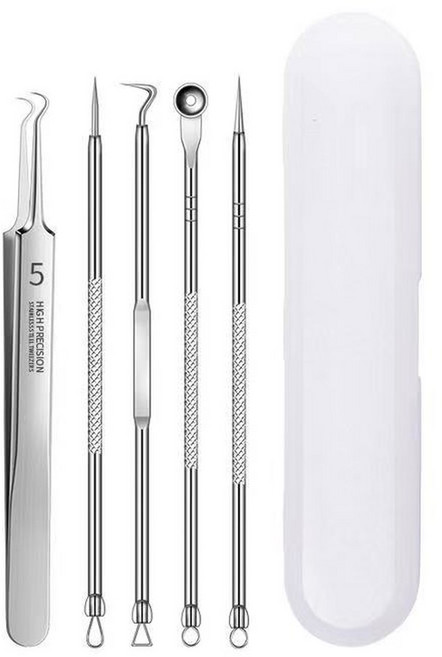 독일 초미세 No 5 셀 클립 족집게 얼굴 건강 특수 제거제 바늘 도구, Curved and 4PCS