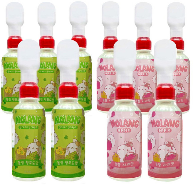 몰랑이 피규어 음료수 청포도맛220ml 5개+사과맛220ml 5개 (총10개) 어린이유아주스과일, 10개, 220ml