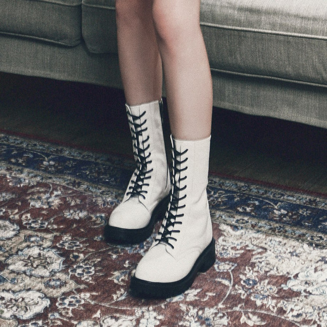 커스텀에이드 우먼 4.5cm 레이스업 롱 웡커부츠 타니아(CW0057WH)