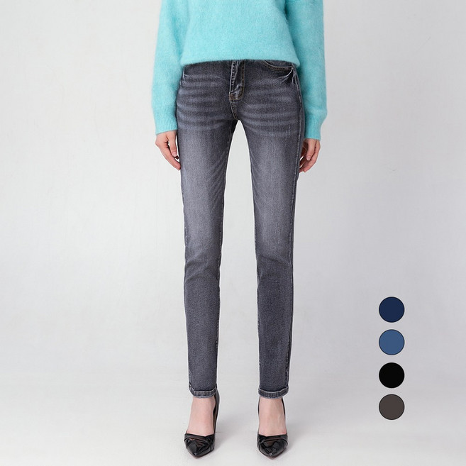 엘블로썸 여성용 스판좋은 인밴드 슬림 일자 청바지 (3단기장 키별)