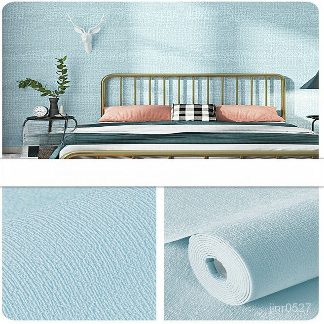 쉽게붙이는 곰팡이 습기방지 고급형 접착식 실크 단열 폼 벽지 두께 2.5mm 5mm 9mm, #6#린넨-라이트 블루, 50cm X 5미터