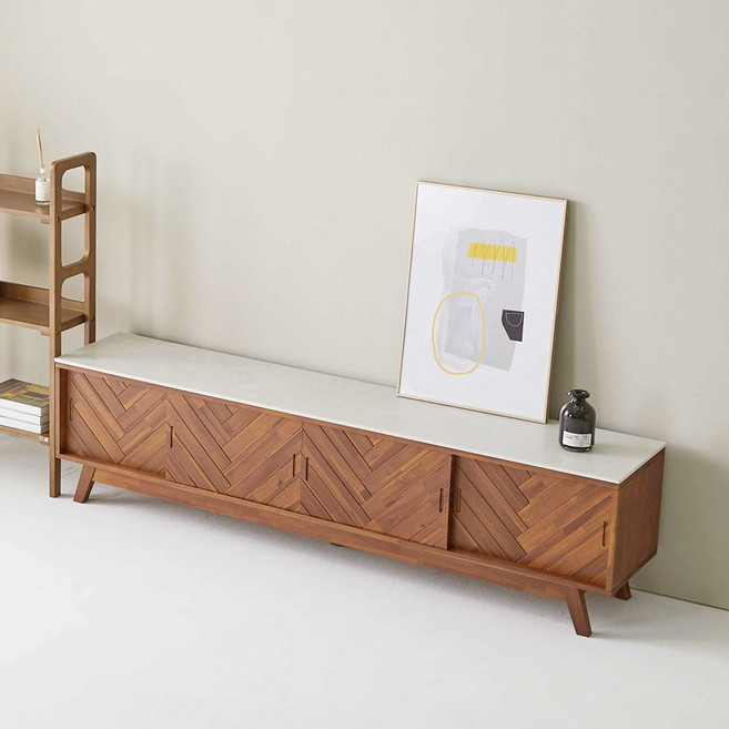 더끌림 레아 2000 포세린 세라믹 아카시아 거실장 IKLAA5, 헤링본 도어, 브라운