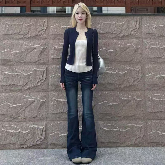 페이준 여성 봄철 빈티지 부츠컷 청바지 슬림 하이웨스트 날씬해 보이는 스판바지 MR30081