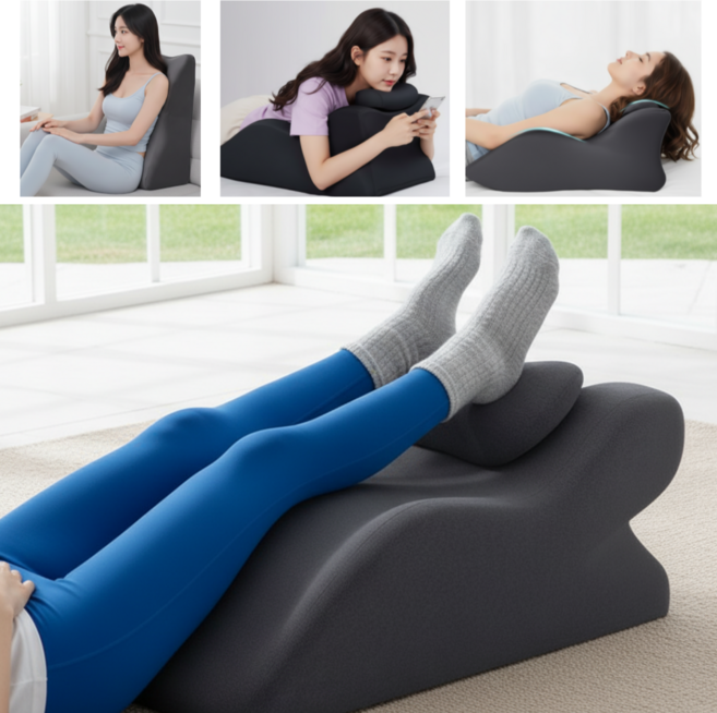 메모리폼 다리베개 다용도 다리쿠션 엎드려베개 미끄럼방지 커버분리가능, 1개, 다크그레이