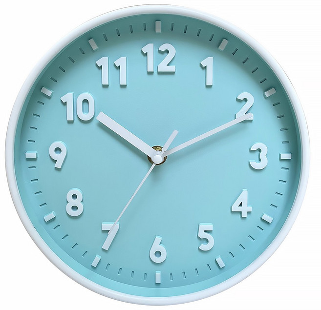 20cm 컬러 무소음 벽시계 홈데코 아날로그 벽걸이 시계, 블루